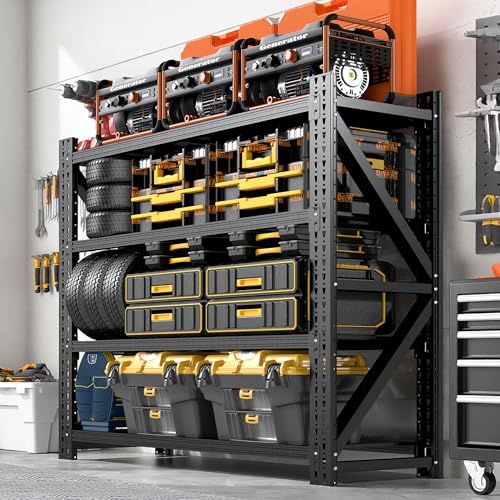 Heavy Duty Metal Shelving Units, Garage Shelves & Storage System - size: 59"W x 24"D x 69"H