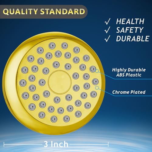 High Pressure Shower Head - Powerful Bathroom Pressure Boosting Showerhead - Perfect Universal Replacement for Bathroom Shower Heads (Gold) - color: Gold