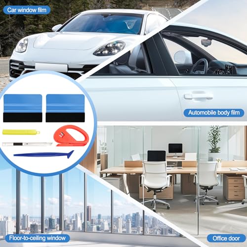 SINGARO 6PCS Vinyl Wrap Tool Kit, Window Tint Kits Include Felt Squeegee, Edge Trimmer Squeegee, Retractable Utility Knife and Blades, Vinyl Cutter Knife, Fits for Most Cars and Trucks - color: 6PC