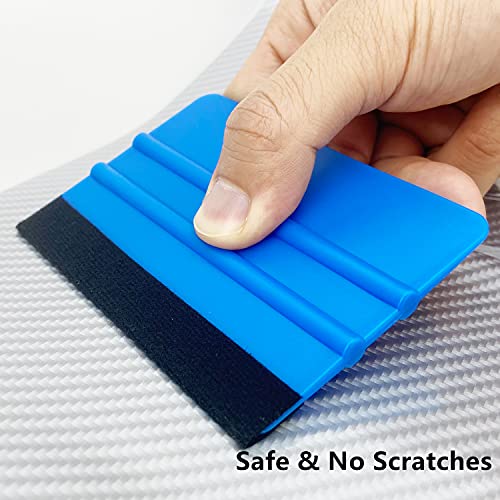 CCyanzi 4inch Vinyl Squeegee Tool Window Film Squeegee Decal Scraper Sign-Making Graphic Wallpaper Application, Felt Edge Protection Prevents Scratches - 10Piece Blue - color: Blue