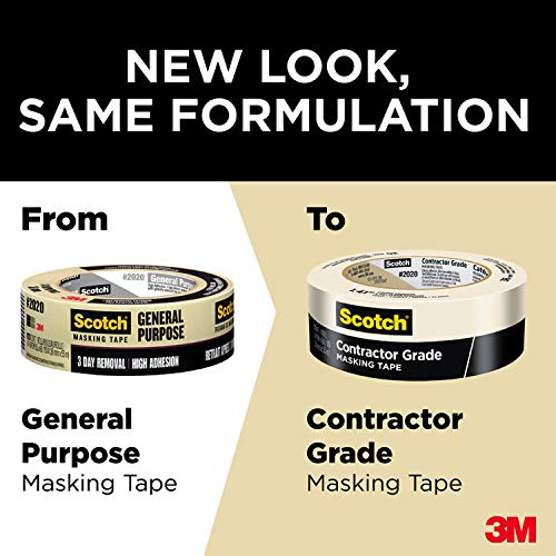 Scotch Painter's Tape Contractor Grade Masking Tan, Tape for General Use, Multi-Surface Adhesive Tape, 1.41 Inches x 60.1 Yards, 6 Rolls - size: 1.41" Width