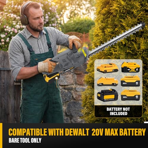 Cordless Hedge Trimmer Compatible with Dewalt 20V MAX Battery (Tool Only) - color: Black+Gray