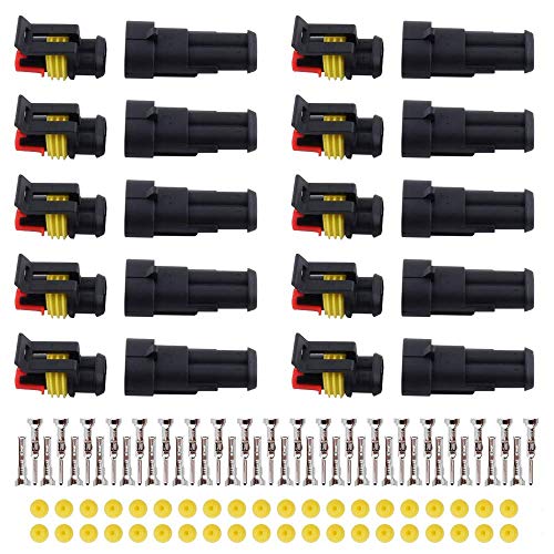 MUYI 10 Kits 2 Pin Way Electrical Connectors for 20-16 AWG Wire Cable 10A - style: 2pin connector(10 sets)