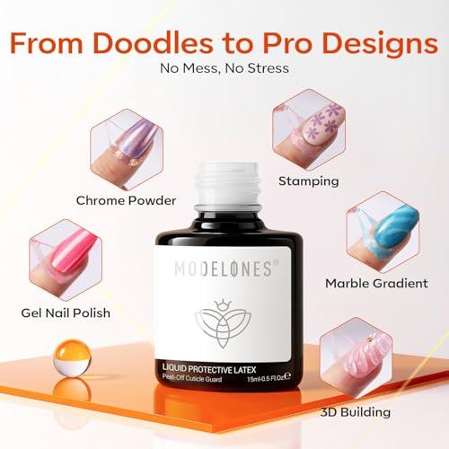 modelones Liquid Latex for Nails, 2 pcs Peel Off Gel Nail Polish Barrier - color: Liquid Latex for Nails White