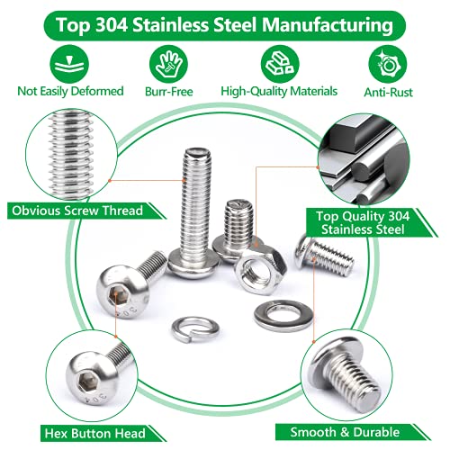 1440Pcs Screw Assortment Kit, M2-M5 Stainless Steel Hex Button Cap Bolts - size: SS M2 M3 M4 M5 1440pcs 2