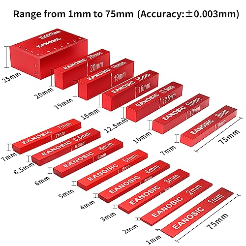 EANOSIC Metric Setup Blocks Height Gauge Set, 15pcs Precision Aluminum Setup Bars Guage Block Set for Router and Table Saw Accessories Woodworking Set Up, Bars Include Laser Engraved Size Markings - style: 15 Pcs-METRIC