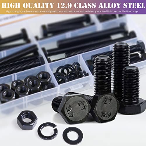 ZTF m8 x 1.25 Bolt, Nuts and Bolts Assortment Kit, 80Pcs - style: black-M8 Hex Bolts