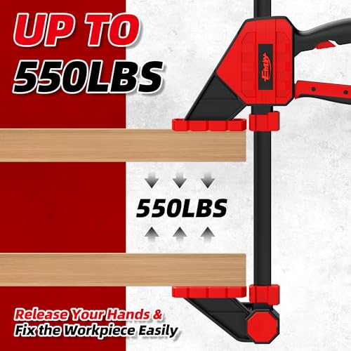 Bar Clamps for Woodworking, 2-Piece 6 Inch Clamps Set with 550 LBS Load Limit, One-Handed Clamp/Spreader, Heavy-Duty Quick-Change F Clamp, Ideal for Woodworking/Carpentry/Home Improvement/DIY