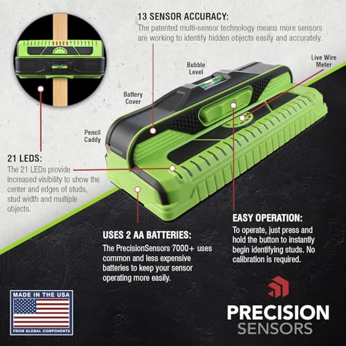 Franklin Sensors ProSensor M210 13-Sensor Stud Finder, Wire Warning, Green - color: Green