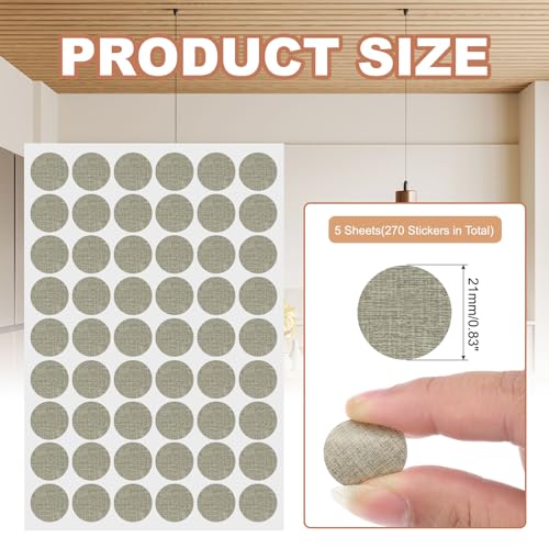 PATIKIL 270 Pieces Screw Hole Stickers, 5 Sheet Self-Adhesive Waterproof PVC Wood Grain Sticker for Screw Holes Wall Cabinets Desk Repairing, Gray Fabric, 21mm/0.83 Inch - color: Gray Fabric