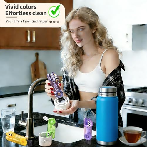3 in 1 Cup Lid Gap Cleaning Brush Set, 3PCS Multifunctional Bottle Cleaning Brush, Cup Lid Gap Bottle Cleaner Home Kitchen Brush Tools Multicolor