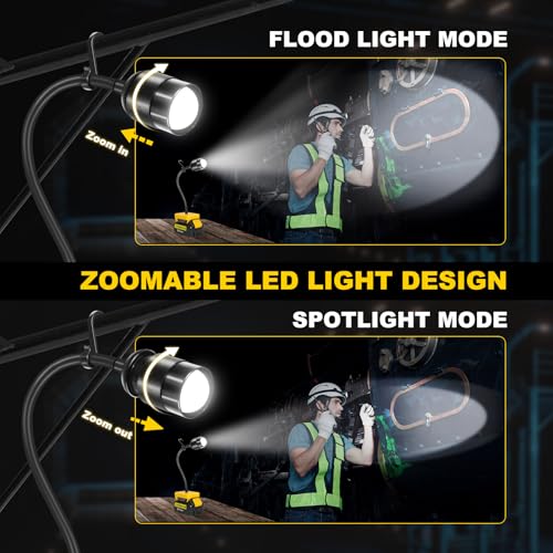 LED Rechargeable Work Light Compatible with Dewalt 20V Battery - 30W 9000LM - color: Black