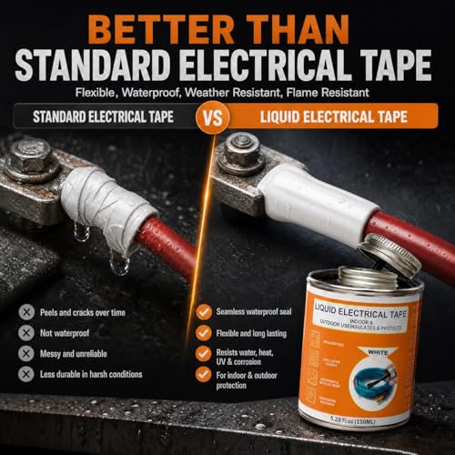 5.29 oz Liquid Electrical Tape Quick-Drying Insulating Glue with Brush Cap - Quick-Dry Waterproof Sealant for Wires, Cables, Connectors, Outdoor & Automotive Electrical Equipment (White) - color: White