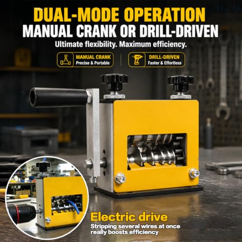 Wire Stripper Machine Gauge Wire 3-17mm, Manual & Electric Drill Compatible Copper Wire Stripping Tool with 6 Channels 5 Blades, Scrap Wire Stripping Machine for Efficient Cable Stripping - size: large size