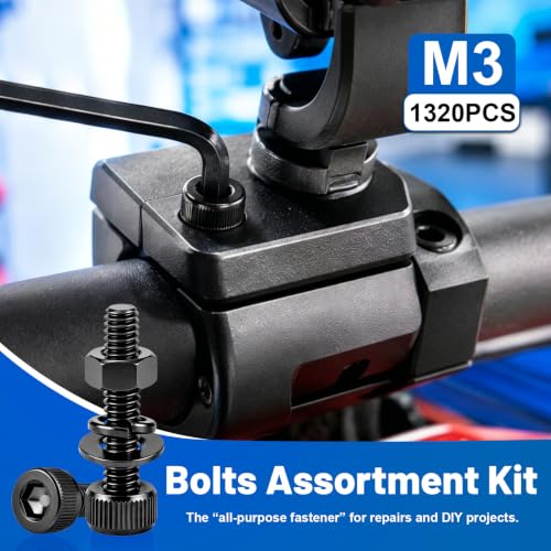 1320PCS M3 Socket Head Screws Nut and Washer Assortment Kit 12.9 Steel - size: G12.9 M3 1320PCS