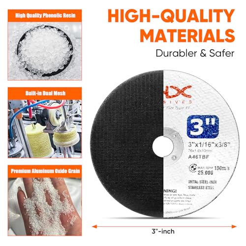 THX 3 Inch Cut Off Wheel,Long-Lasting Thin Cutting Wheel,25 Pack - size: 3" x 0.0625" x 3/8"