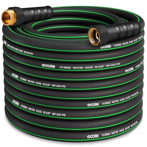 Heavy Duty Garden Hose 70ft, NON-EXPANDABLE Flexible Water Hose, Kink Resistant Lightweight Hybrid Hose, Leakproof Hose Male to Female Fittings - color: Black+Green, size: 70ft