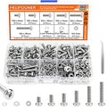 HELIFOUNER 360 Pieces M4 x 6mm /8mm /10mm /12mm /16mm /20mm, Phillips Pan Head Machine Screws, Metric Screws Bolts Washers Nuts Kit, 304 Stainless Steel - size: M4