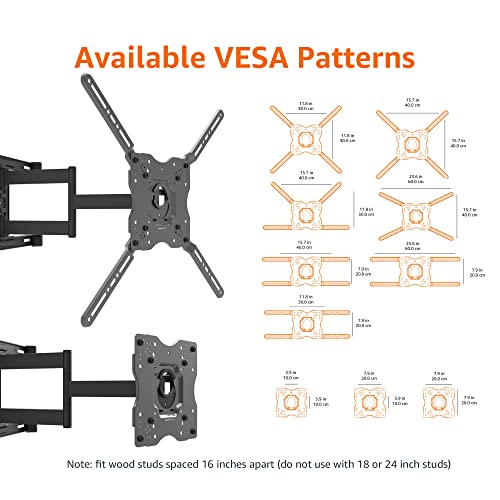 Amazon Basics Full Motion TV Wall Mount with Horizontal Post Installation Leveling for 32" to 86" TVs, Black - style: Full Motion Articulating