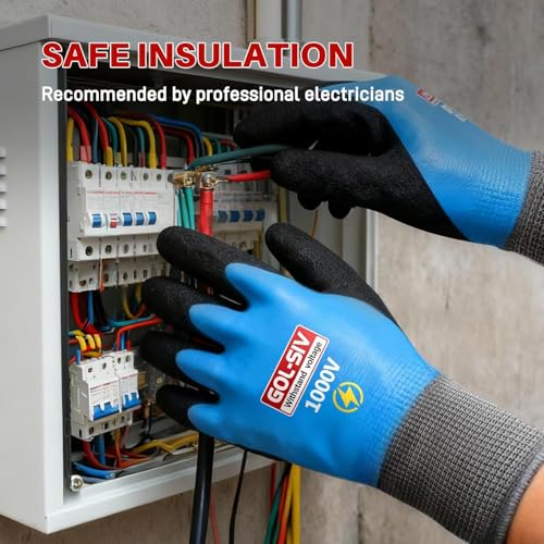 1000V Insulated Gloves, ASTM D120, 10 Pairs, Large - color: Blue-10pcs, size: 1000V-Large