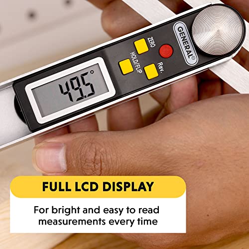 General Tools T-Bevel Gauge & Protractor - Digital Angle Finder with Full LCD Display & 8" Stainless Steel Blade