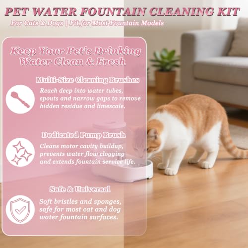 Pet Water Fountain Cleaning Kit, Multi Size Pet Water Fountain Cleaner Brush Set, Cat Dog Fountain Pump Tube Pipe Cleaner Brushes