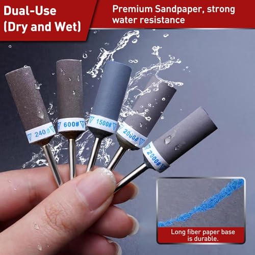 25Pcs Sanding Drums Sandpaper Sticks Set with 1/8"(3mm) Shank for Dremel Rotary Tool, 180/240/600/1000/1500/2000 Grits Different Meet More Needs for Metal Rust Removal/Jade Polishing/Stone Grinding - size: Mixed 1