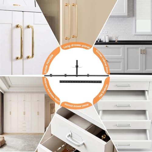 Cabinet Hardware Jig – 44" & 16" Dual-Ruler Aluminum Alloy Template Tool, Precision Aluminum Alloy Drill Guide Template for Handles, Knobs, and Pulls on Drawers & Doors