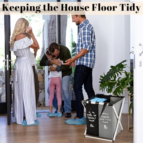 Foldable Shoe Covers Dispenser Box Storage with 10 Shoes Covers Disposable - color: Black, Gray