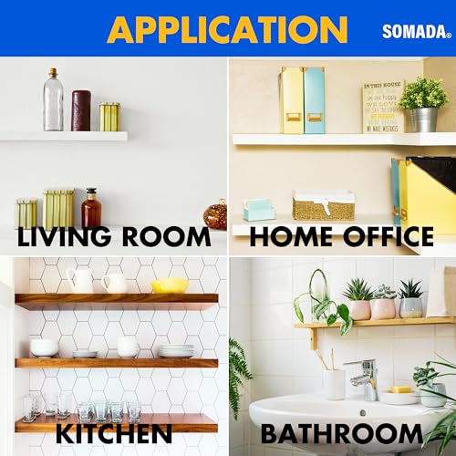 SOMADA Floating Shelf Brackets 8-Inch, 4-Pack Invisible Heavy Duty