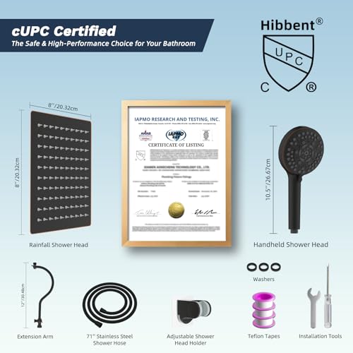 Hibbent All Metal cUPC Certified High Pressure Rainfall 8'' Shower Head - color: Oil Rubbed Bronze, style: Square 8''
