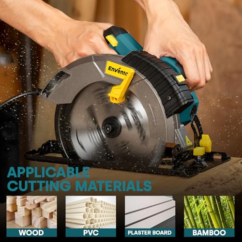 Enventor Circular Saw with Laser Guide, 2 Blades 7-1/4", 14A Corded Motor - size: 14A