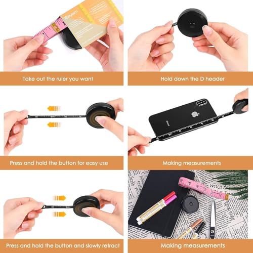 iBayam 2 Pack Tape Measure Measuring Tape for Body Fabric Sewing 60"/150cm - color: White & Black
