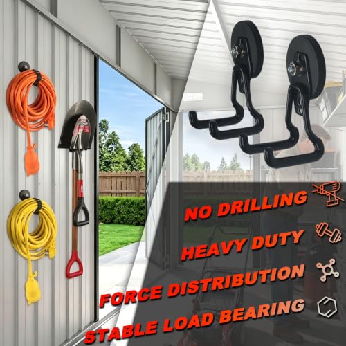 ULIBERMAGNET New Upgraded Heavy Duty Magnetic Garage Hooks,4 Pack Strong Large Magnet Hooks for Power Drill,Garden Tools,Hose,Pegboard,Garage, Workshop,Magnetic Storage Hook for Hanging(Black) - style: Upgraded Black Medium L Strong Hooks