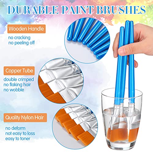Crtiin 60 Bulk 1 Inch Flat Paint Brushes for Acrylic Painting Large(Blue) - color: Blue, size: 1 Inch