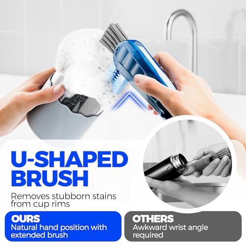 Holikme 6 Pack 4 in 1 Cup Lid Cleaning Brush 3 Straws Bottle Brush,Black - color: Navy & Black & Olive