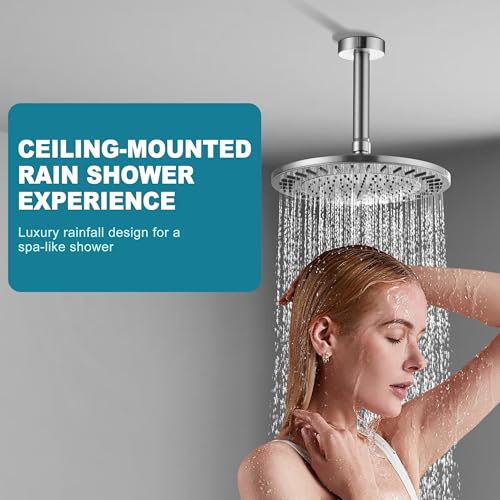 BRIGHT SHOWERS Shower Arm with Flange for Rainfall Shower Head, 6 Inch Ceiling Mount Straight Arm, Replacement Extension Pipe, Heavy-Duty Stainless Steel, Rust-Resistant, 1/2" NPT, Brushed Nickel - color: Brushed Nickel, style: 6 Inch