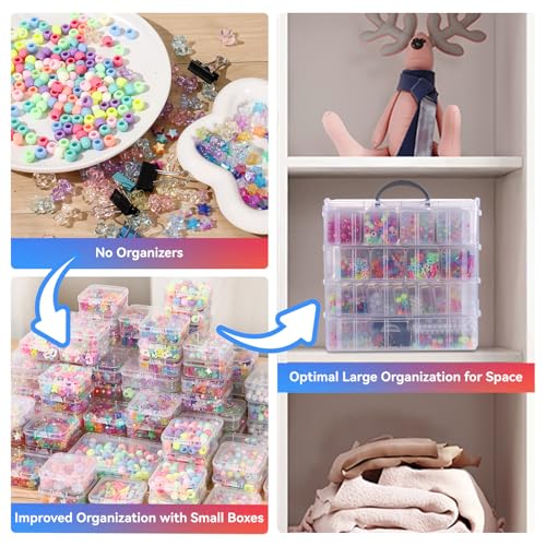 VTG Bead Organizer Box, 84 Pcs Small Plastic Containers with Lids, 4-Tier Stackable Storage Box, Clear Organizers for Jewelry Toys Craft Storage - style: 4 Tier coffret