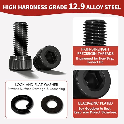 Metric Screw Assortment Kit, M2 M3 M4 M5 Bolt Assortment with Bolts and Nuts, Hex Socket Cap Head M Screws for 3D Printer Black Zinc Plated Grade 12.9 Alloy Steel - size: M2-M5 1760 PCS