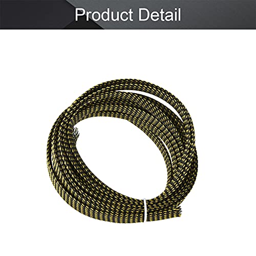 Othmro 5m/16.4ft PET Expandable Braid Cable Sleeving Flexible Wire Mesh Sleeve Black Gold,for TV Audio PC Cords Protecting from Pets Chewing - color: Black Gold, size: 12mmx5m