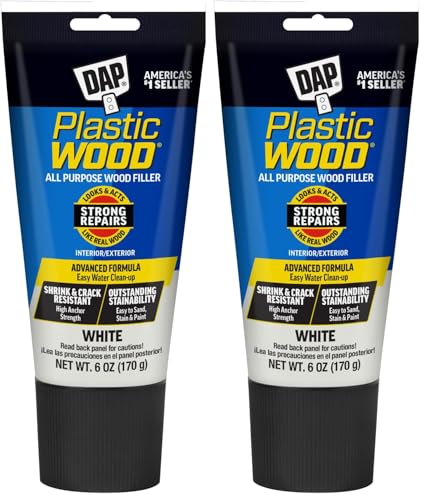 DAP Plastic Wood All Purpose Latex Wood Filler,White,6 Oz - Packaging May Vary,(Pack of 2) - color: White, size: 6 Oz. (Pack of 2), style: Plastic Wood