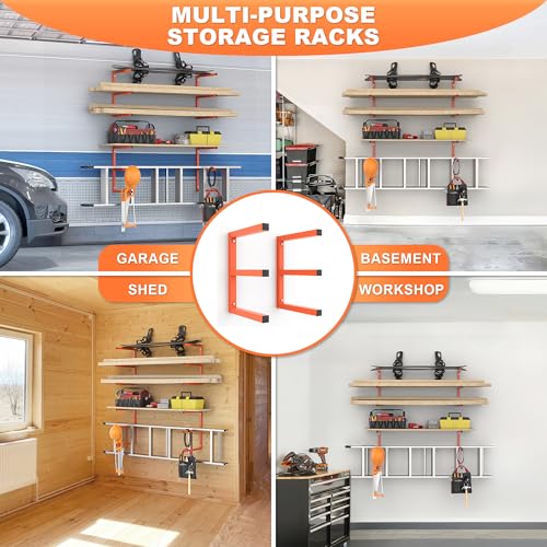 Ultrawall Lumber Storage Rack, Wall Mount Wood Storage Racks - color: Orange