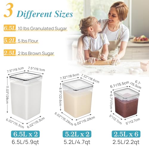 Vtopmart 10 PCS Flour and Sugar Storage Container Sets for Advanced Baker | For Bulk Flour and Sugar Storage, Airtight Seal, Multiple Sizes, BPA Free, Food Grade Material, Dishwasher Safe (Not Lids) - size: 10 Pack