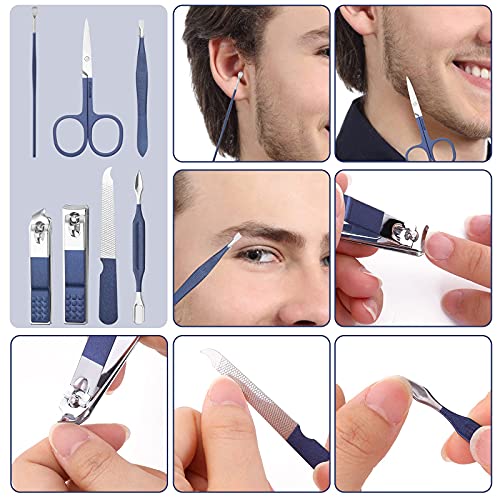 Aceoce Travel Manicure Set Pedicure Kit Nail Clippers Set Grooming Kit - color: Blue