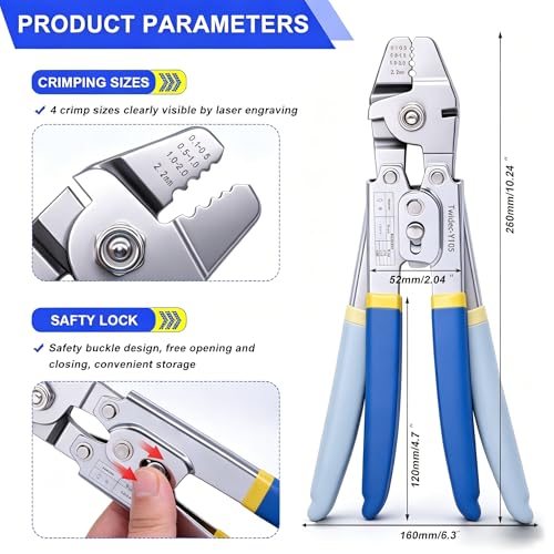 Twidec/Wire Rope Crimping Tool Up To 2.2mm Swaging Tool With 160PCS 1/16''Aluminum Crimping Loop Sleeve And 66FT 1/16'' 304 stainless steel Wire Rope 12PCS Wire Rope Thimbles Kit - style: 66FT
