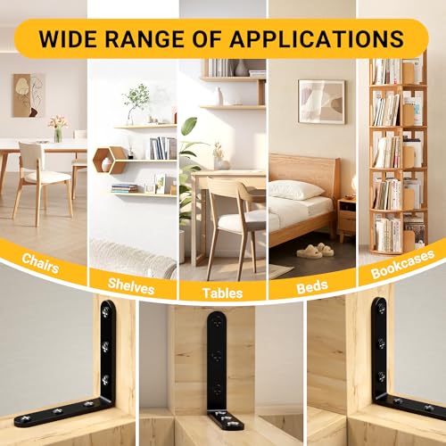 25Pcs Black Angle Brackets 3”x 3” Heavy Duty Corner Bracket 3MM for Wood | 3MM Thick Metal Corner Brackets 90 Degree Joint Hardware 3In Mounting Bracket for Wooden Furniture Cabinet Chairs Bookshelf - size: Black-3x3 Inch