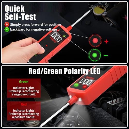 Power Circuit Probe Tester, 6-30V Automotive Circuit Tester, Test Light - color: Red