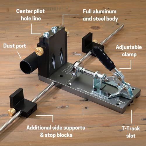 Massca M2 PRO Aluminum Pocket-Hole Jig System with 500 Pocket-Hole Screws