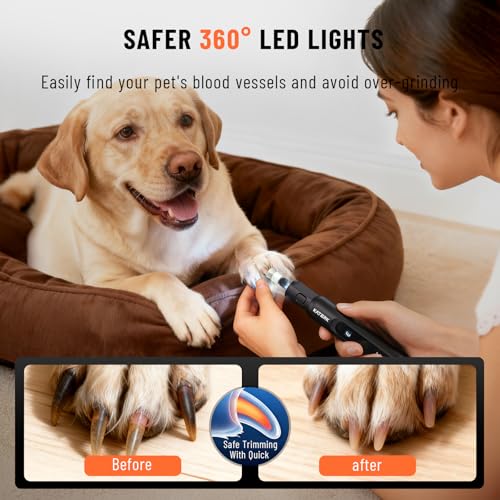 Katerk Pet Dog Nail Grinder - 5 Speed Quiet 32PCS Electric Dog Nail Trimmer - color: Black