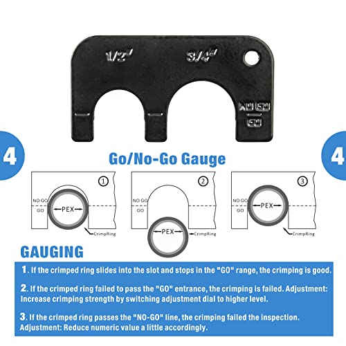 IWISS Angle PEX Crimping Tools Combo Kits for 1/2" & 3/4" Pex Crimp Rings with Go/No-Go Gauge with PEX Pipe Cutter Suits for All US F1807 Standards Copper Rings